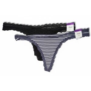 Jenni Intimate Women's Lot of 2 Thongs Nairobi Stripe Wild Leo Nude, Size XXL